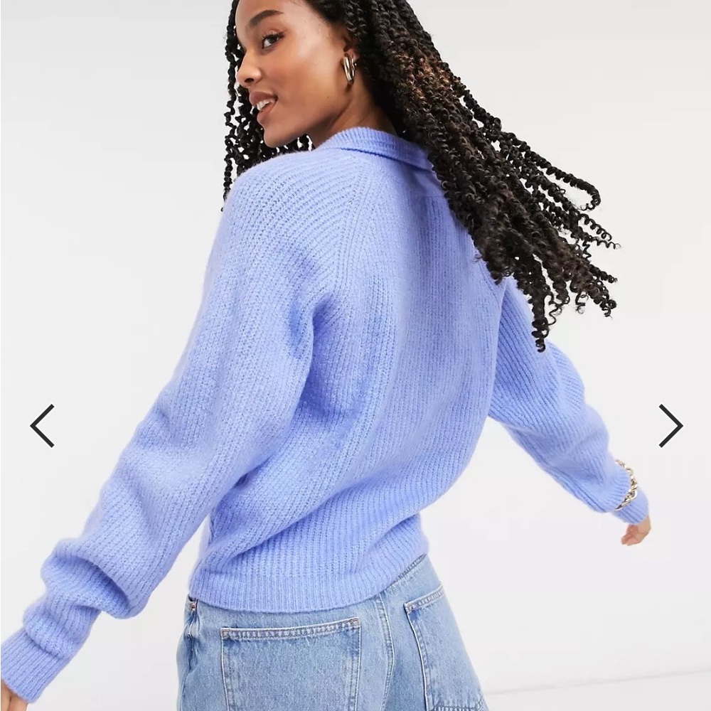 ASOS Design Blue Polo Collared Sweater - Picture 4 of 8